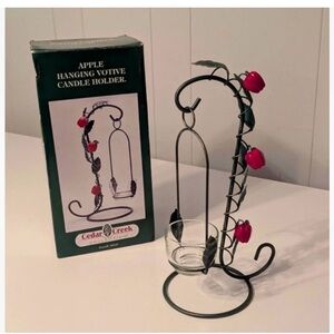 Cedar Creek Collection Apple Hanging Votive Candle Holder Wrought Iron Table Top